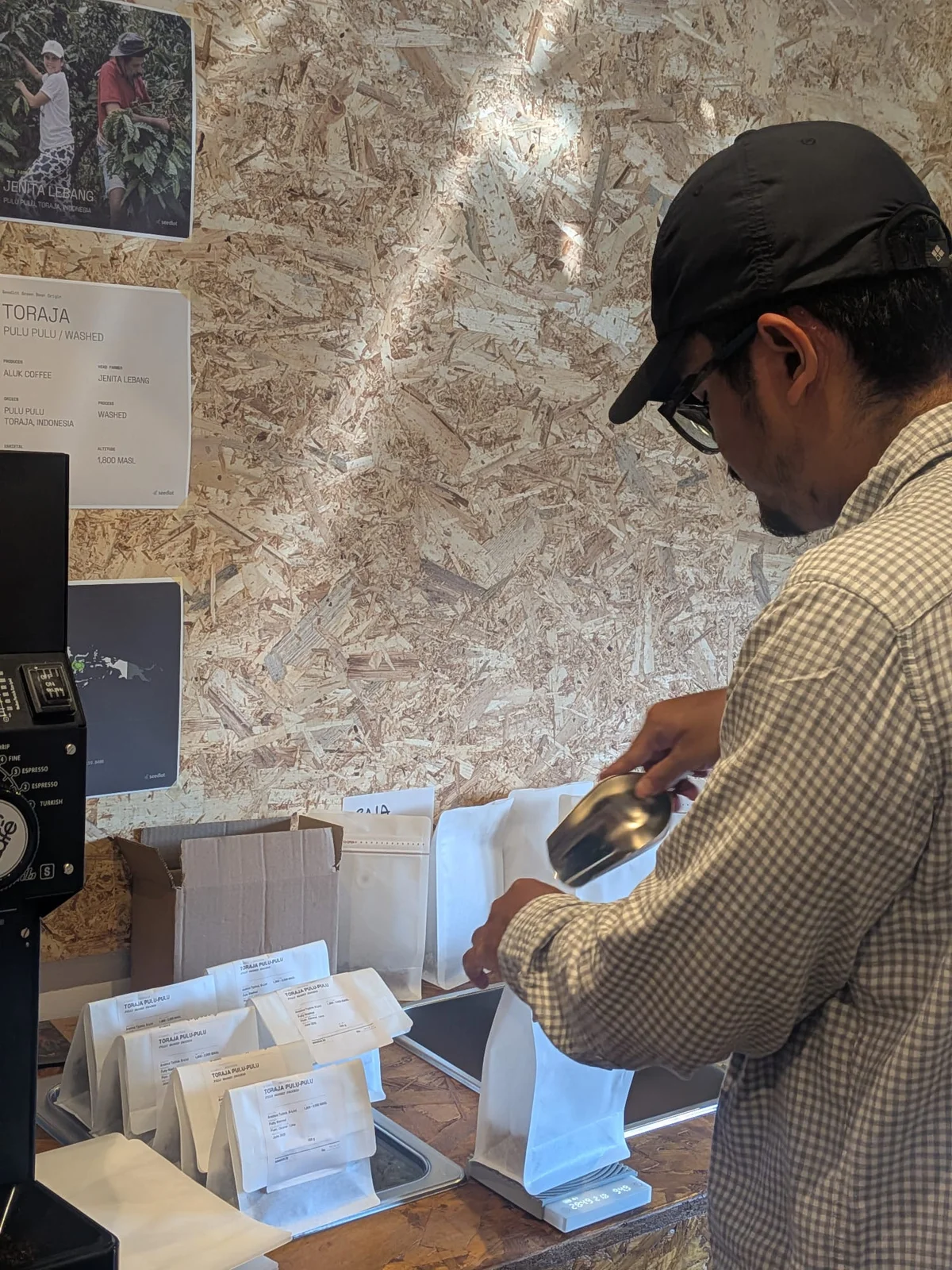 Preparing coffee during the workshop